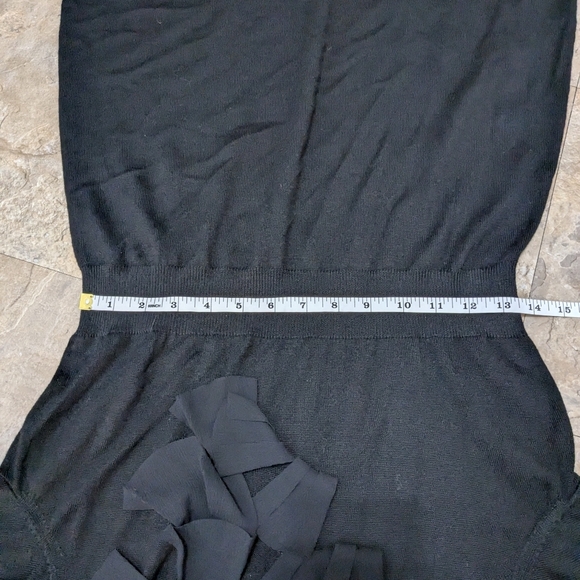 Ann Taylor LOFT Medium Black Ruffle Merino Wool Blend Knee Length Dress - Picture 7 of 8